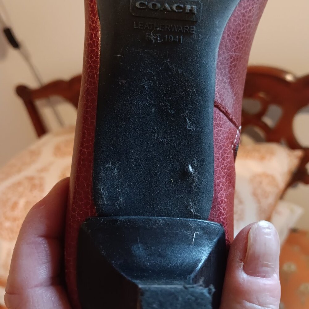 Womens Coach red kitten heel boots - Picture 3 of 5